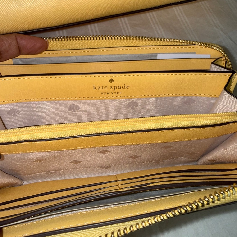 Kate Spade Buttercream Yellow Saffiano Leather Tote Bag Zip Wallet Set Pineapple - Picture 7 of 13